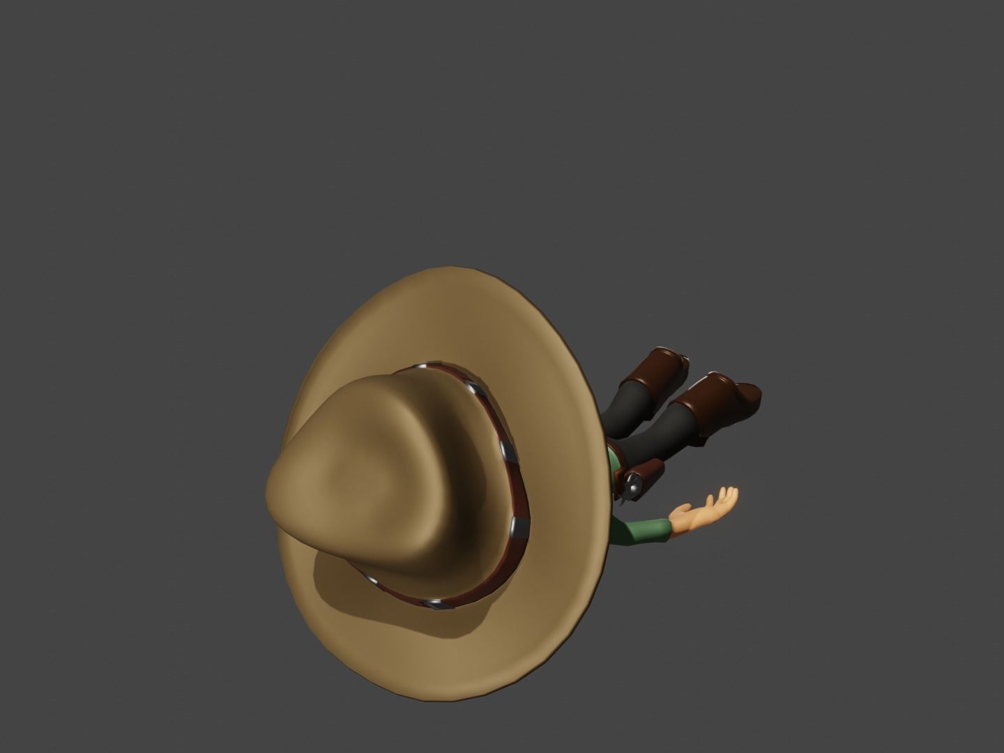 animated western female gunslinger- cowgirl - anime - toon Low-poly 3D model_12