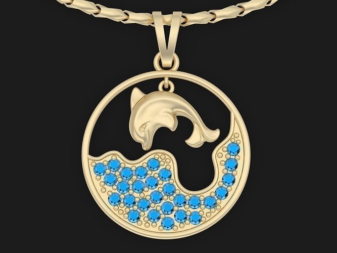 Dolphin Pendant Silver Gold  Print 3D print model