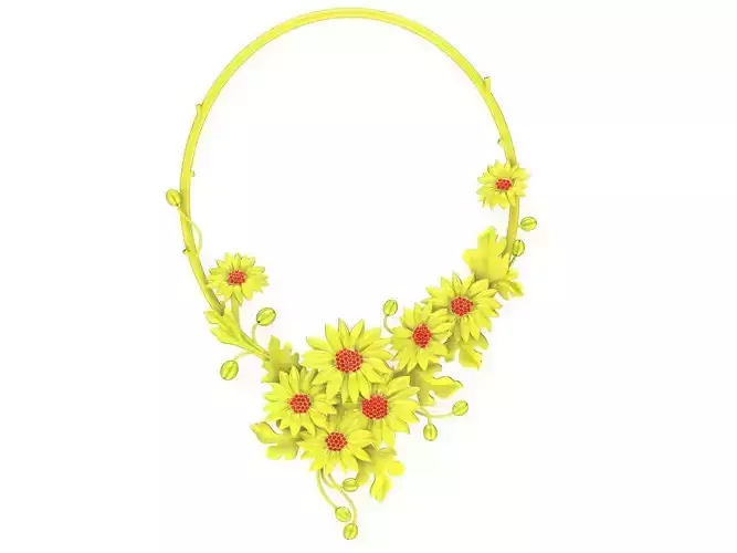 Floral Daisy Necklace Jewelry 3D Model 786