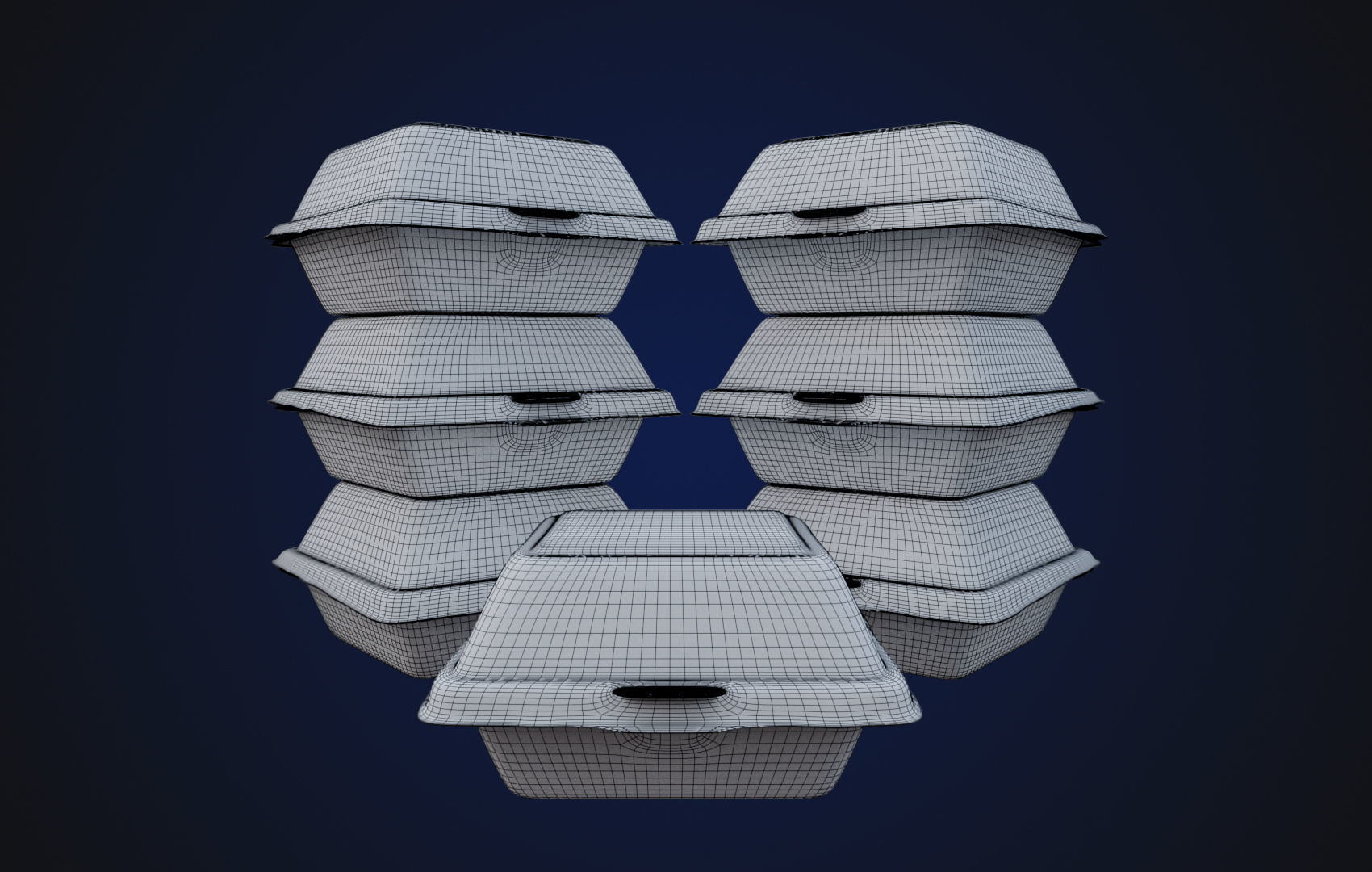 Close Box Disposable - Food styrofoam Container 3D model_12