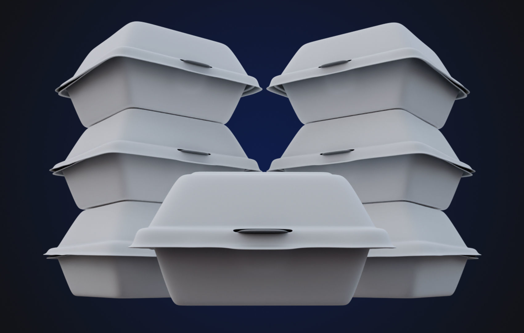 Close Box Disposable - Food styrofoam Container 3D model_11