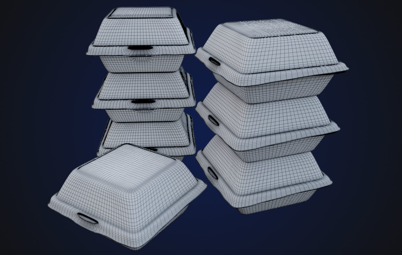 Close Box Disposable - Food styrofoam Container 3D model_34
