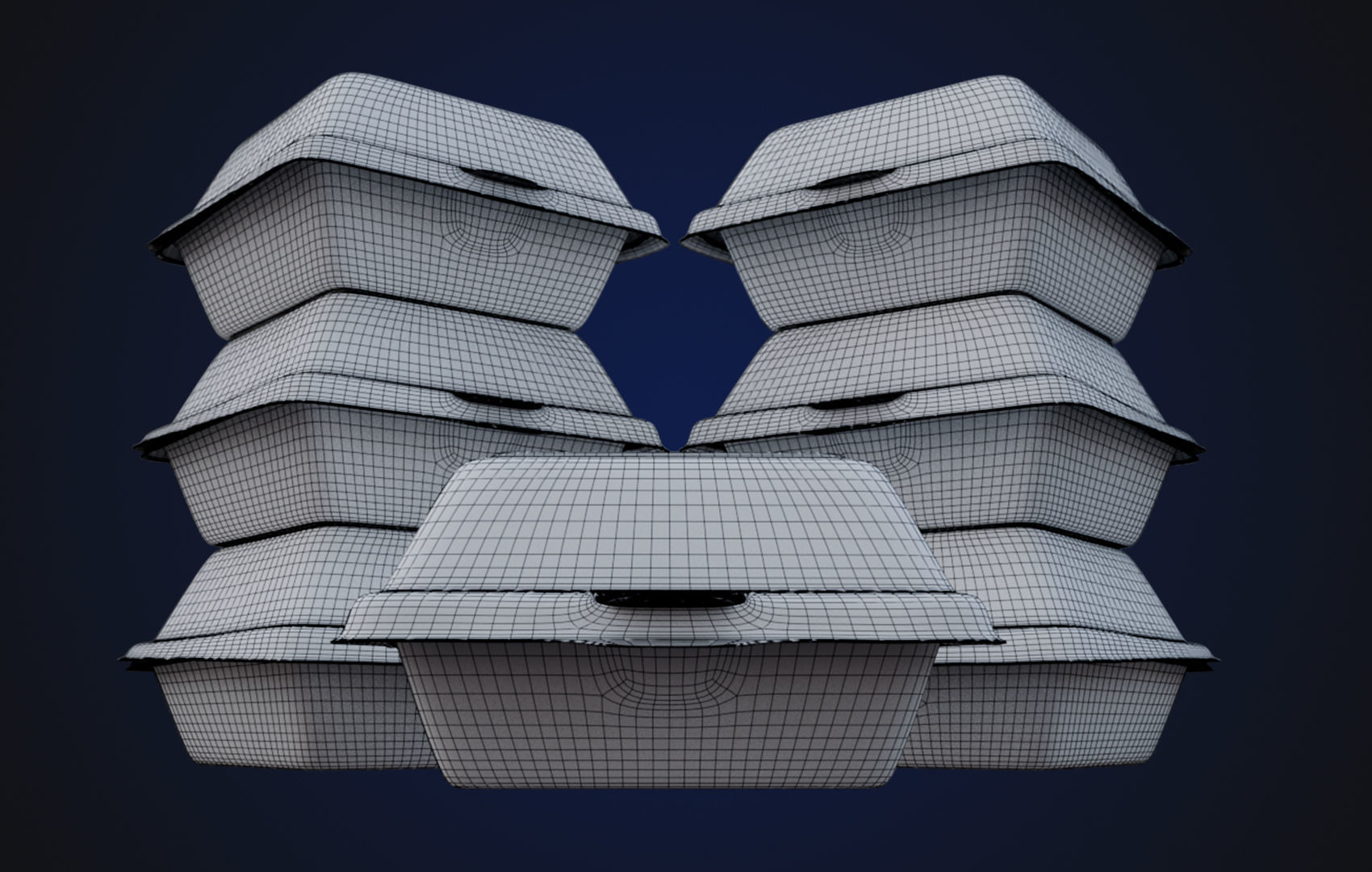 Close Box Disposable - Food styrofoam Container 3D model_26