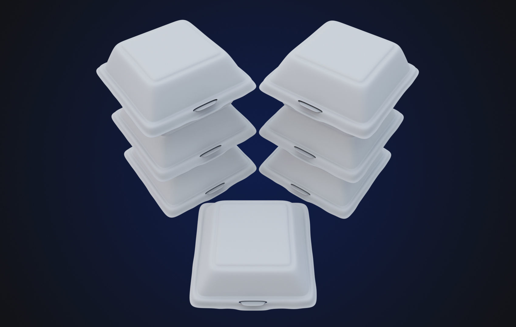 Close Box Disposable - Food styrofoam Container 3D model_22
