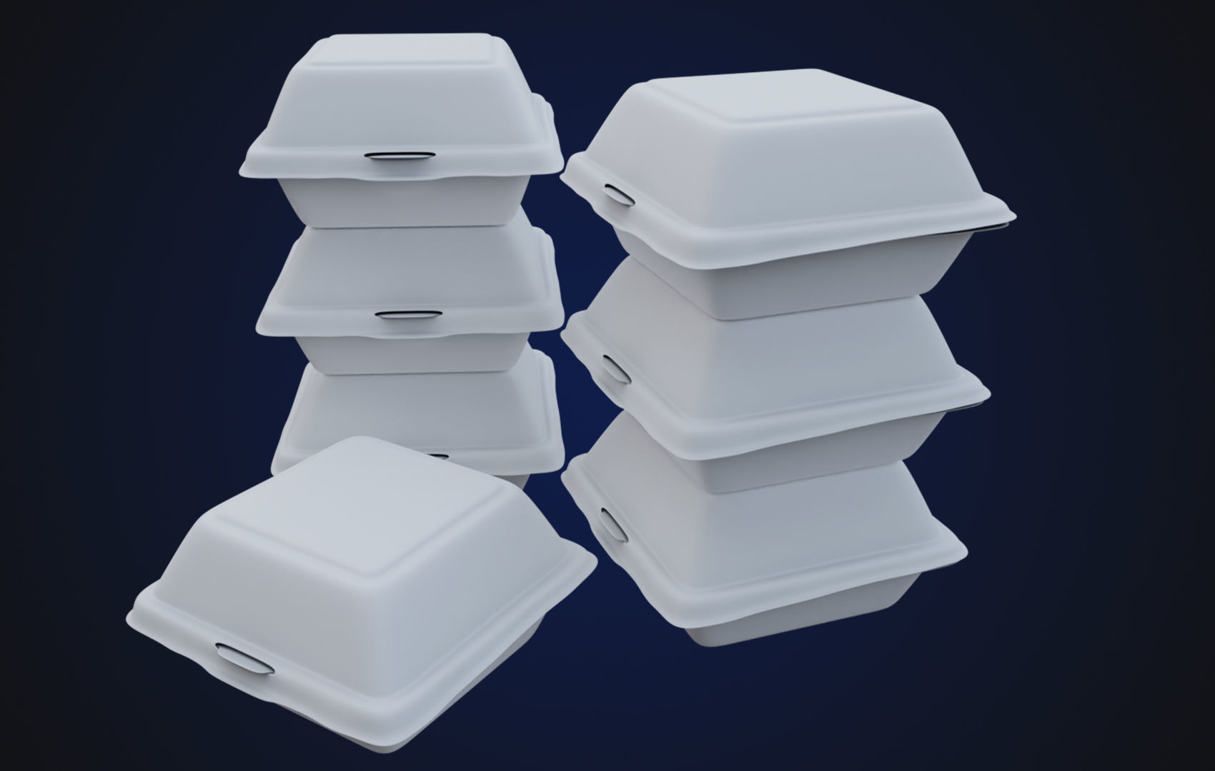 Close Box Disposable - Food styrofoam Container 3D model_6