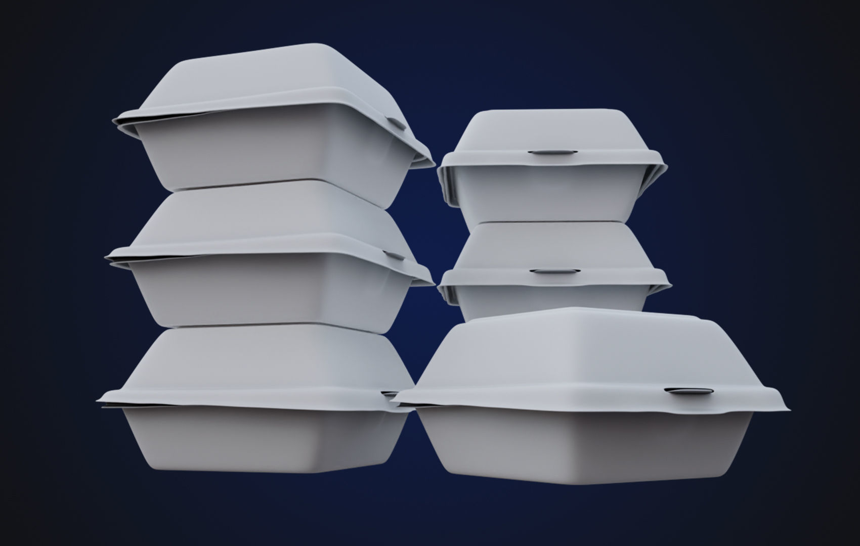 Close Box Disposable - Food styrofoam Container 3D model_5