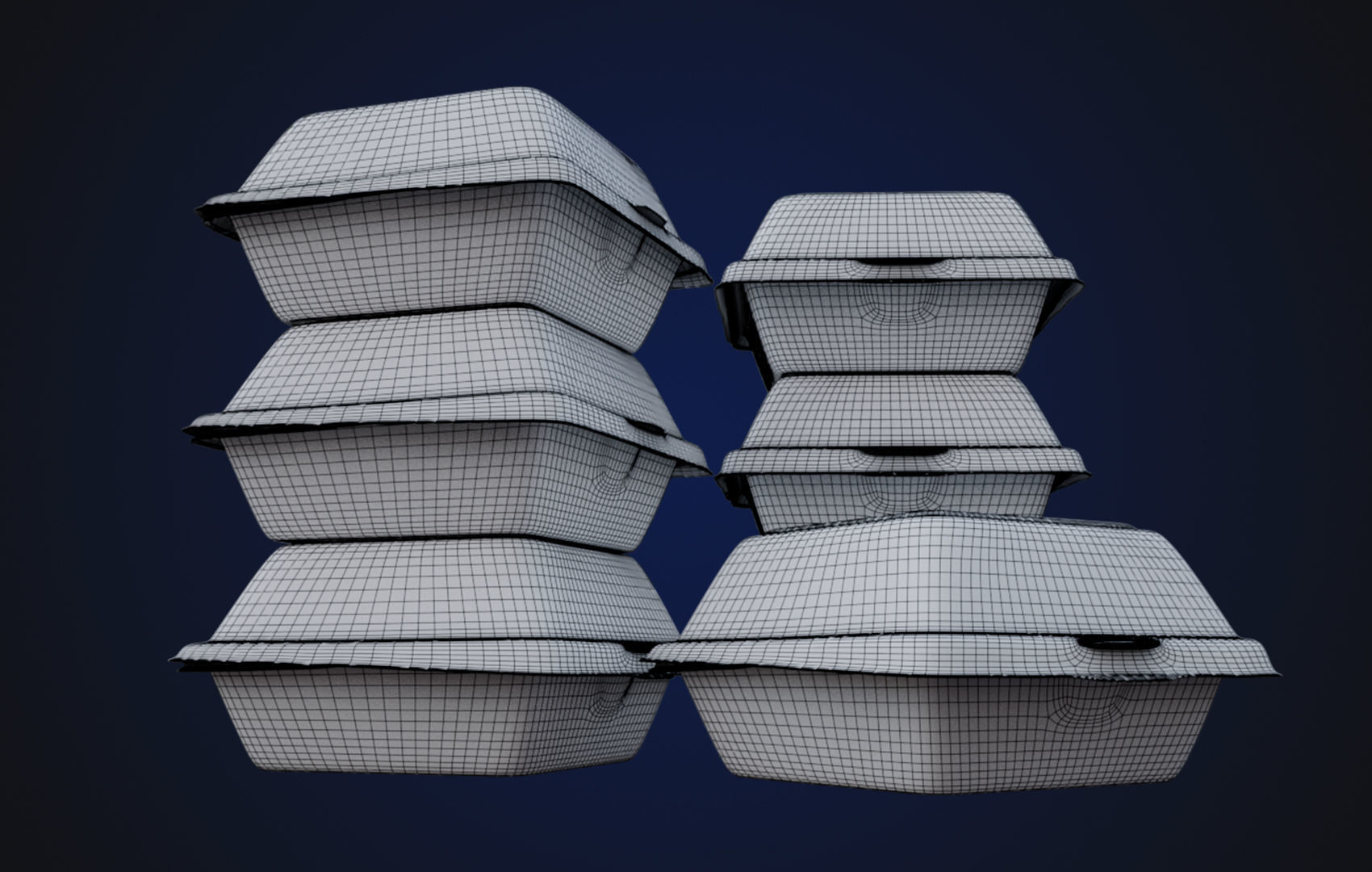 Close Box Disposable - Food styrofoam Container 3D model_16