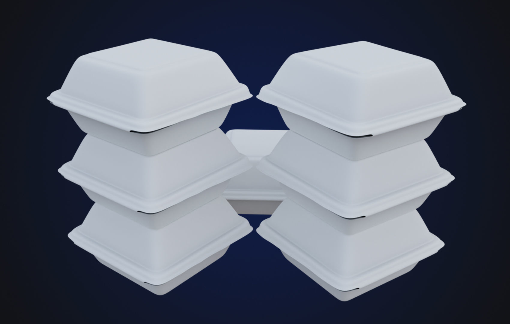 Close Box Disposable - Food styrofoam Container 3D model_7