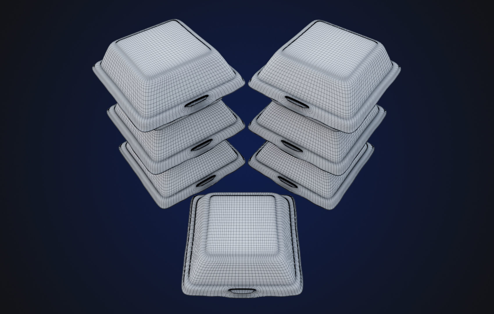 Close Box Disposable - Food styrofoam Container 3D model_20