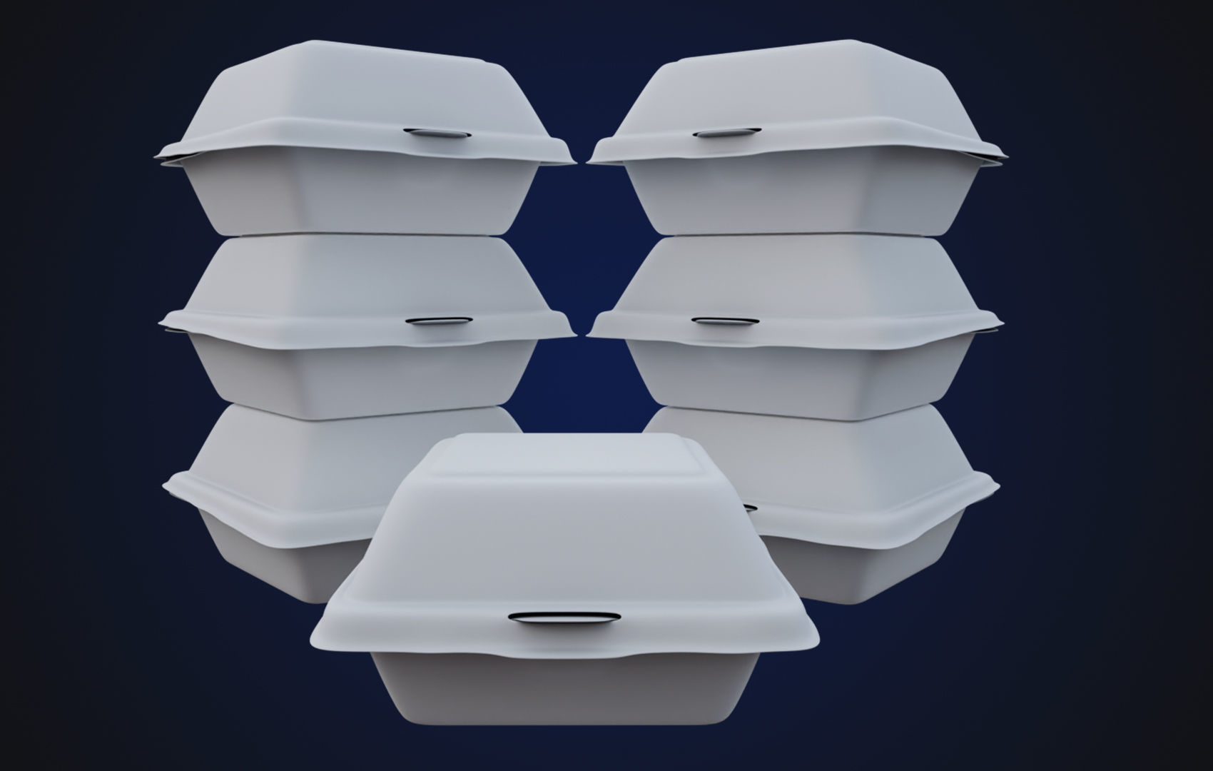 Close Box Disposable - Food styrofoam Container 3D model_15