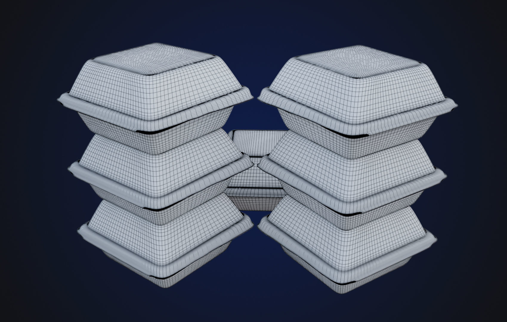 Close Box Disposable - Food styrofoam Container 3D model_23