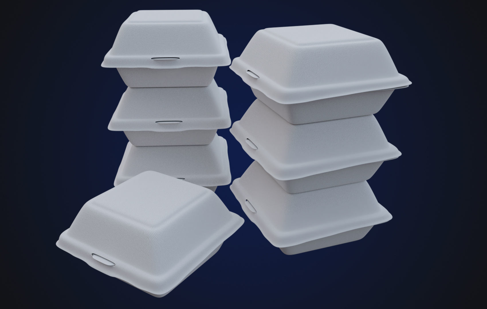 Close Box Disposable - Food styrofoam Container 3D model_4