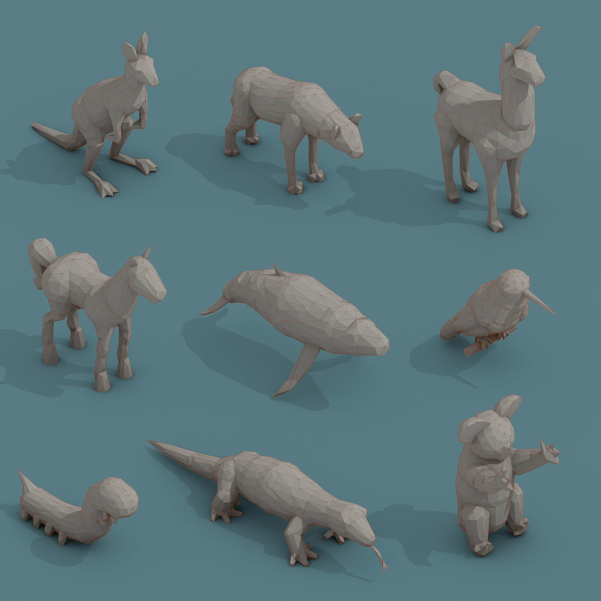 Low Poly 3d Art Animals Isometric Icon Pack 07 Low-poly 3D model_1