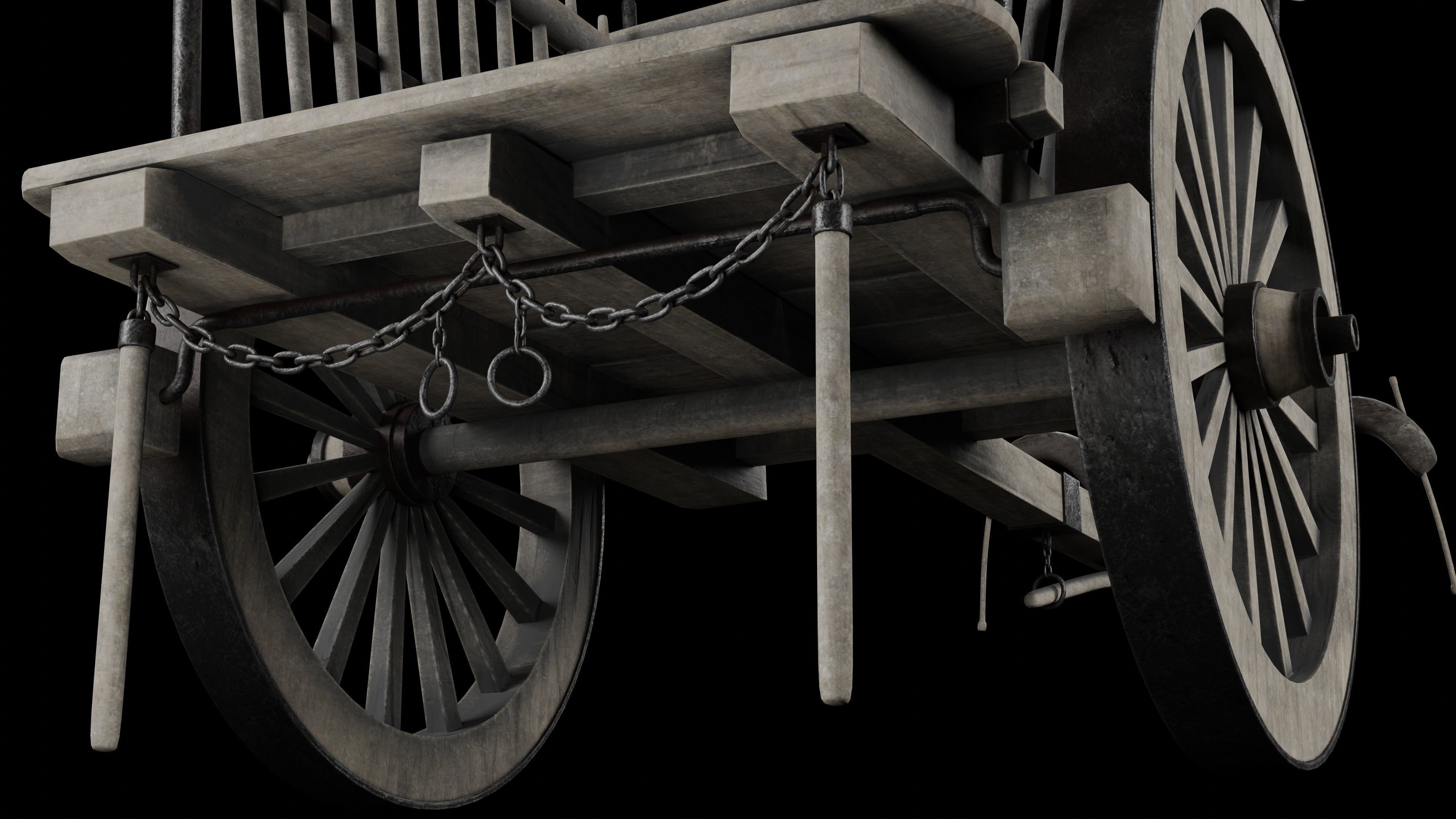 Medieval Bullock Cart Low-poly 3D model_2