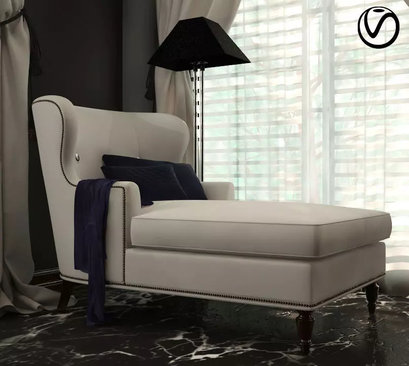 Wing Chair cum Divan Free 3D model