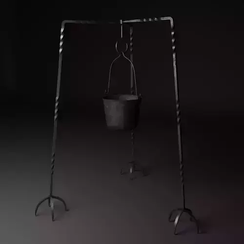 Campfire cooking tripod  Low-poly 3D model