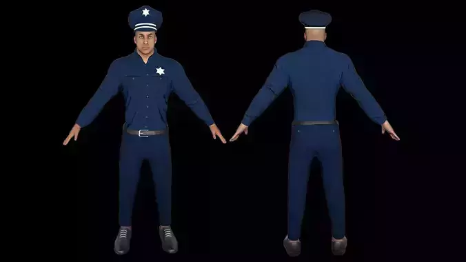Policeman police officer in uniform Low-poly 3D model