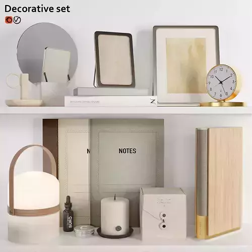 Decorative set of items on shelf