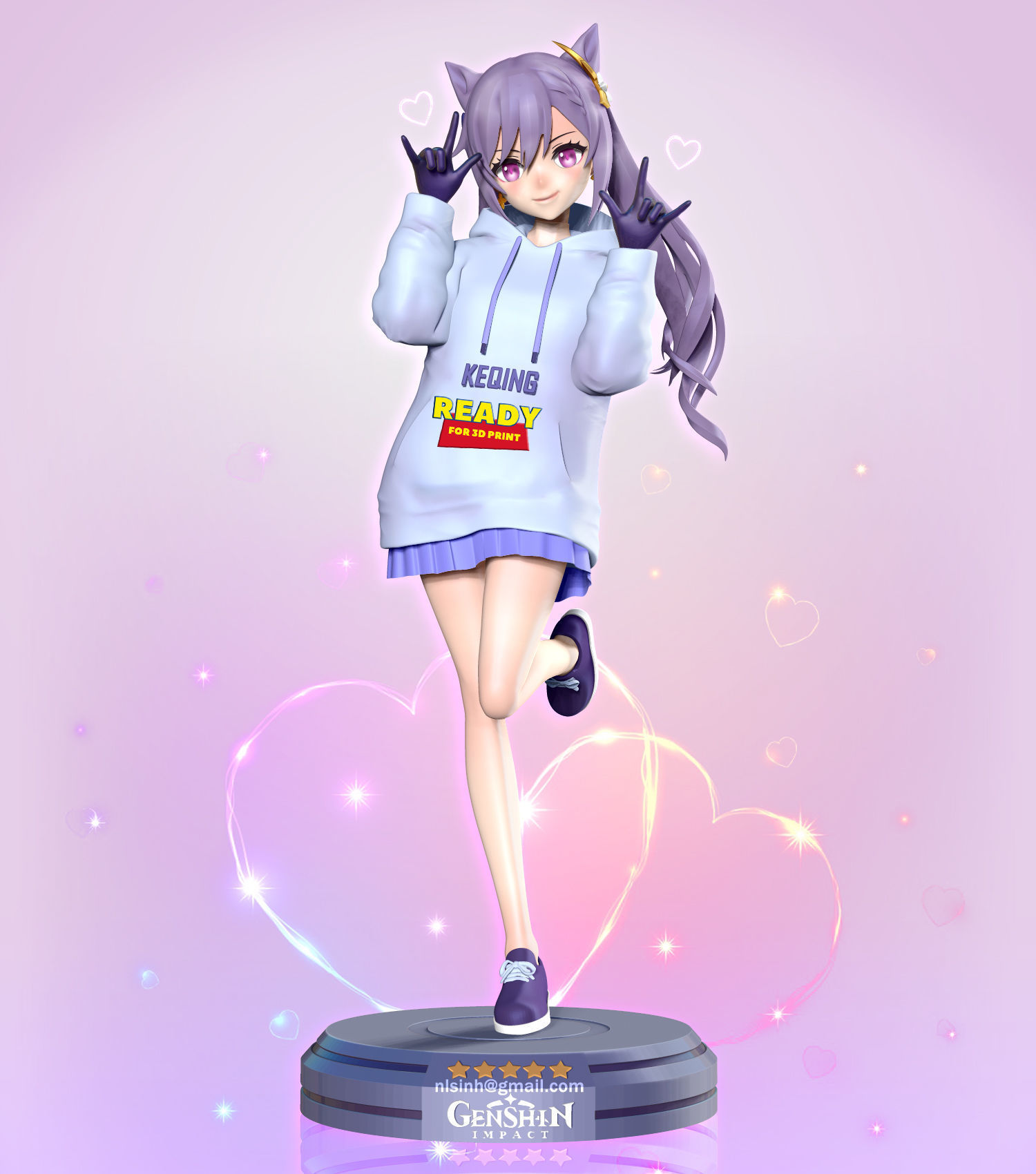 Keqing - Genshin Impact Fanart 3D print model_7