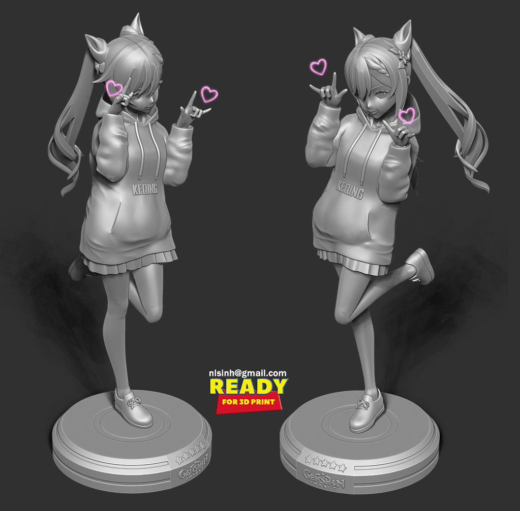 Keqing - Genshin Impact Fanart 3D print model_9