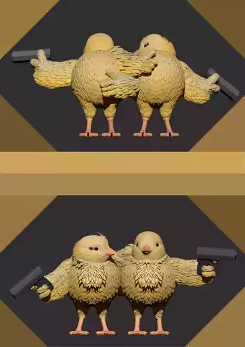 chicks with gun 3d printting 3D print model