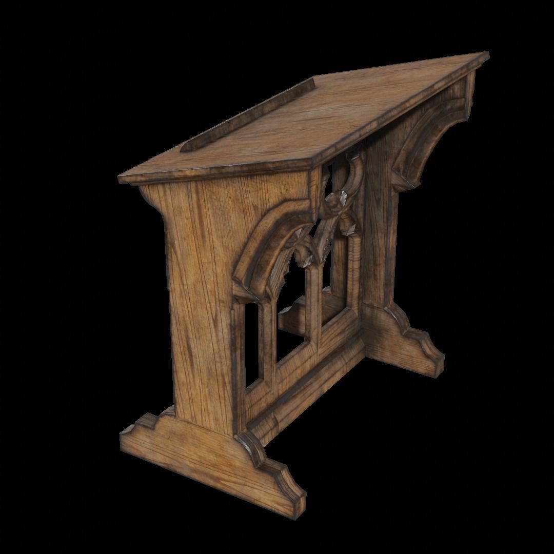 Gothic Lecturn Low-poly 3D model_3