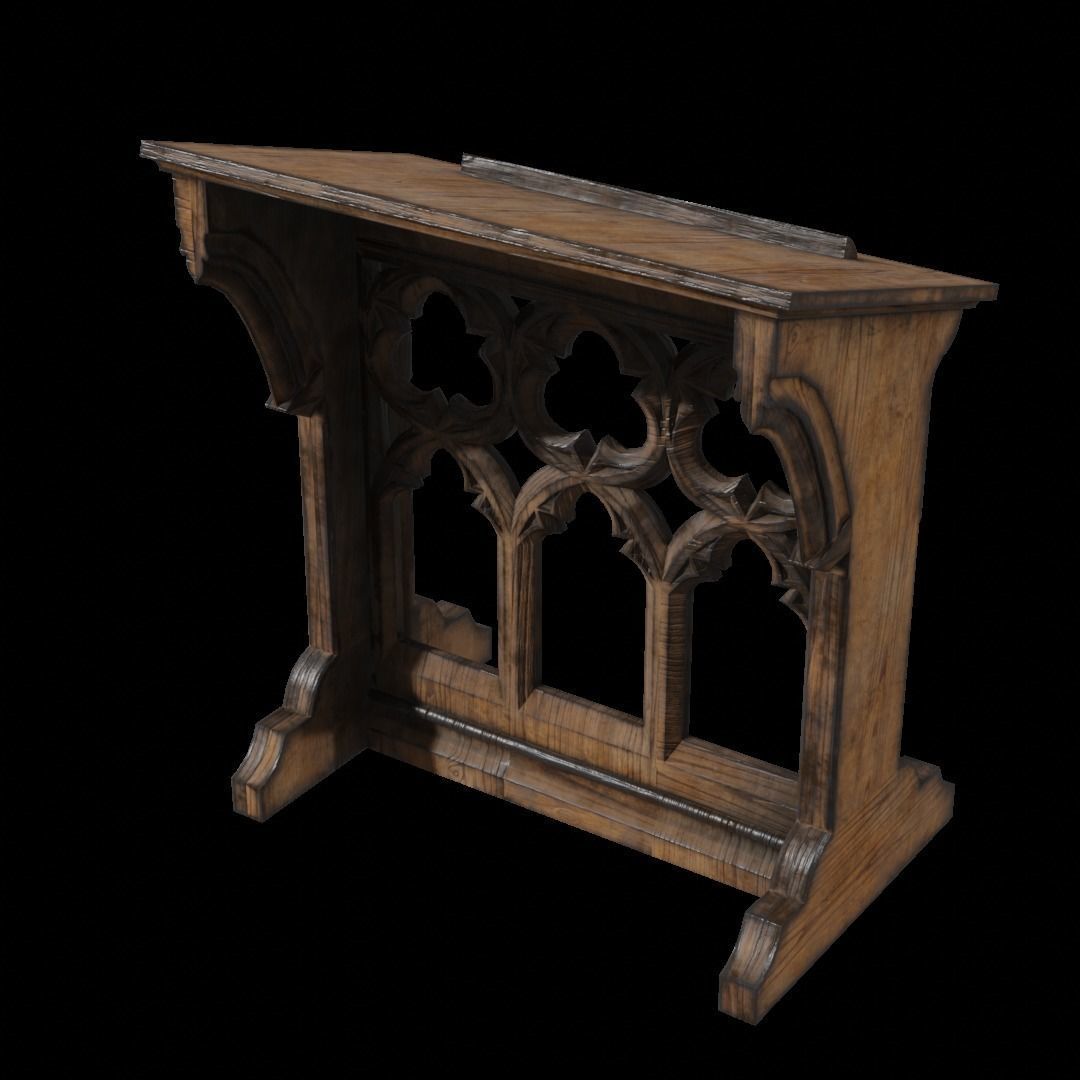 Gothic Lecturn Low-poly 3D model_10