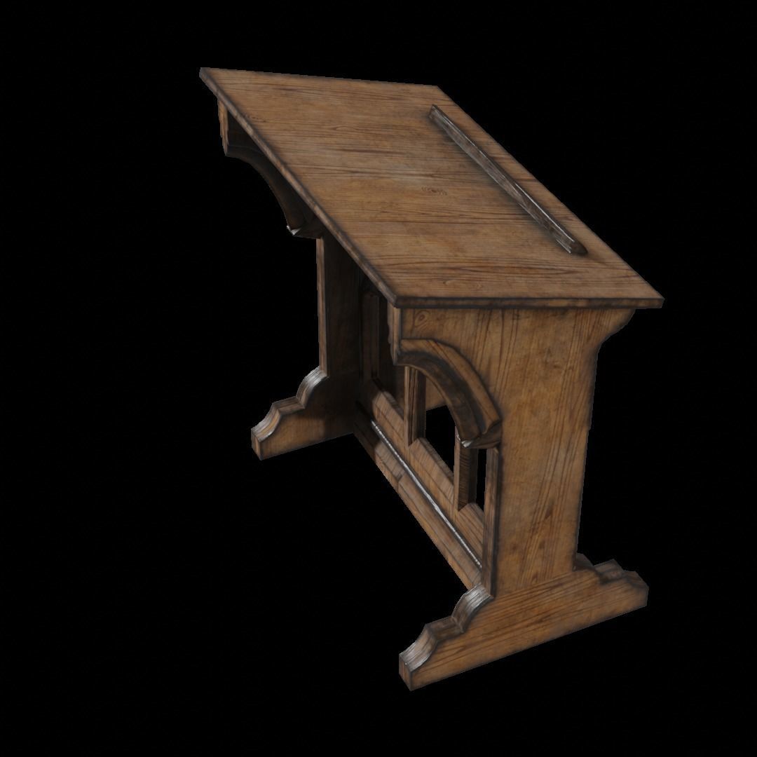 Gothic Lecturn Low-poly 3D model_7