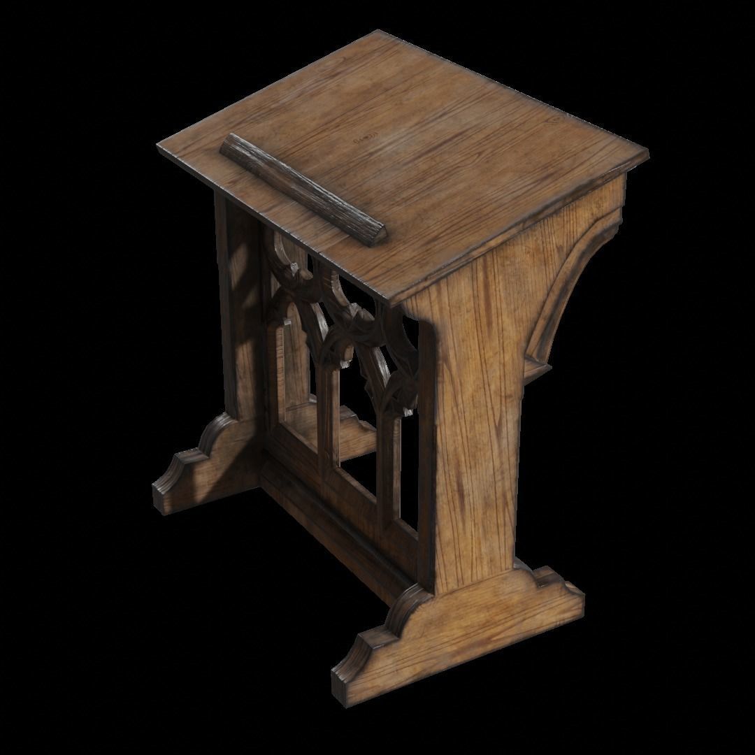 Gothic Lecturn Low-poly 3D model_11