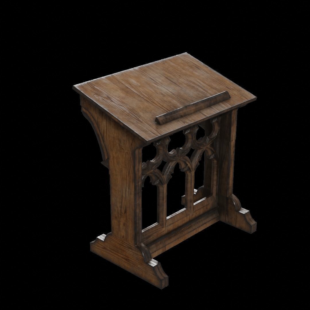 Gothic Lecturn Low-poly 3D model_2