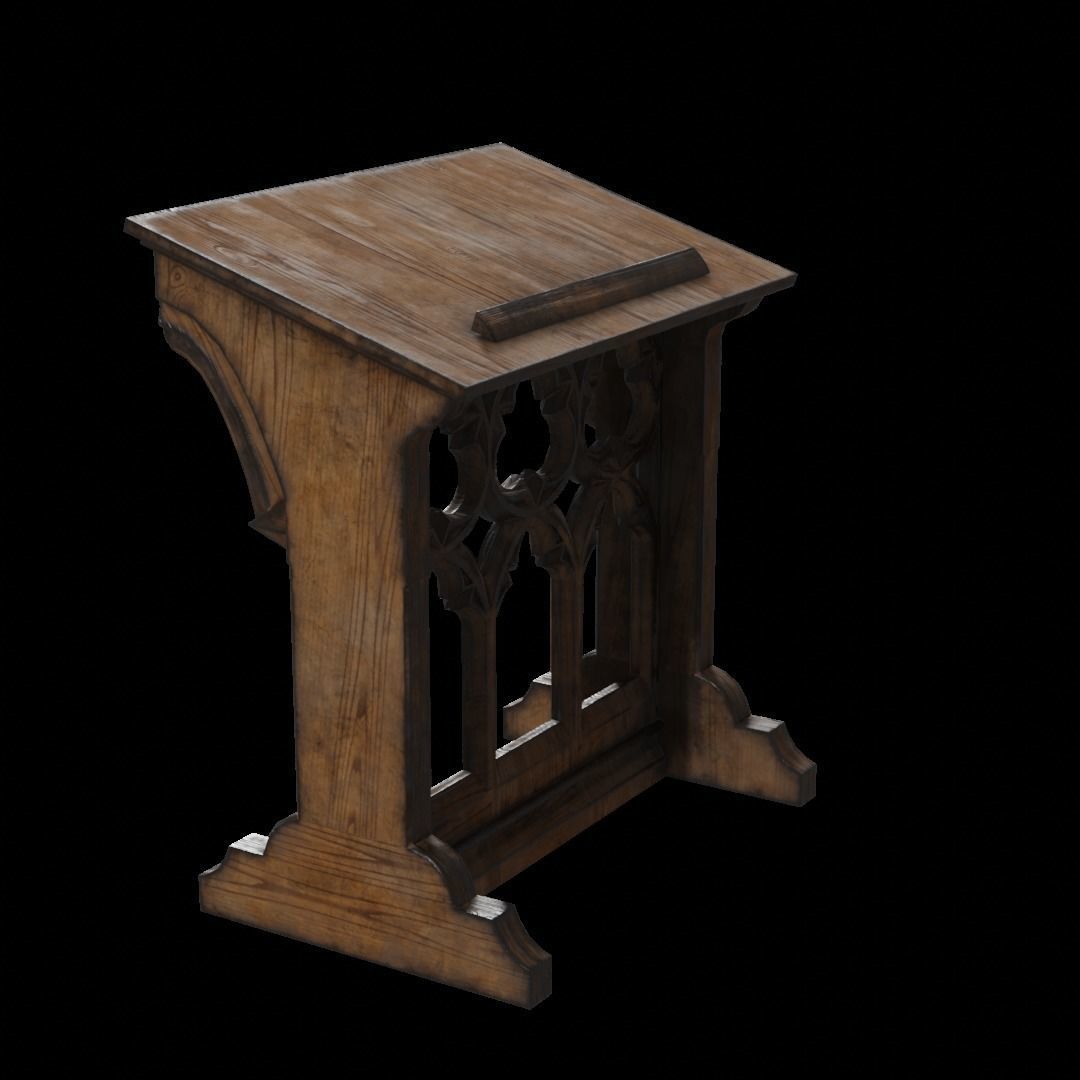 Gothic Lecturn Low-poly 3D model_4