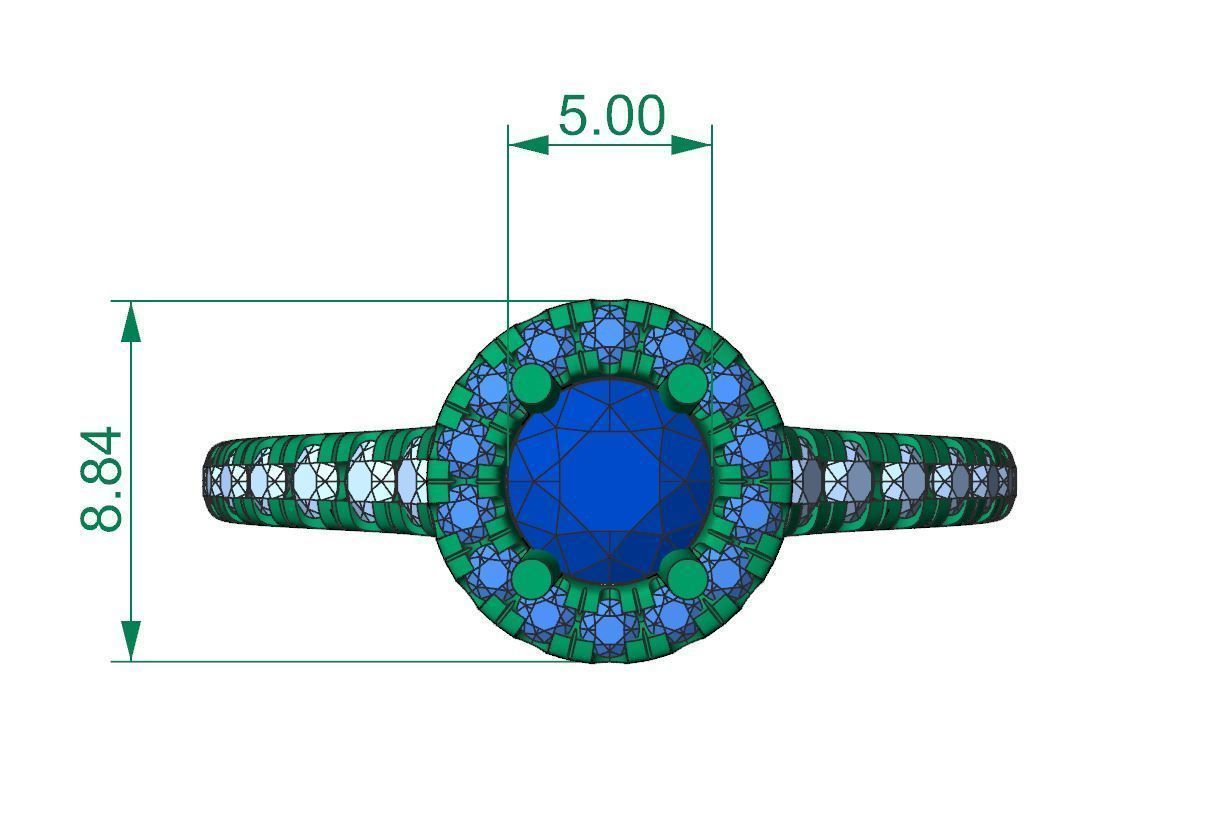 Engagement diamond halo ring  ready for print 3D print model_5