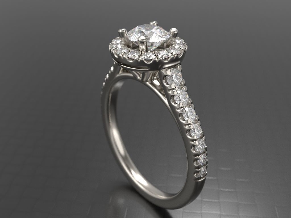 Engagement diamond halo ring  ready for print 3D print model_30