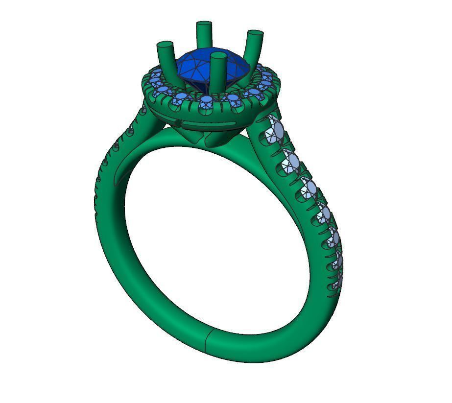 Engagement diamond halo ring  ready for print 3D print model_3