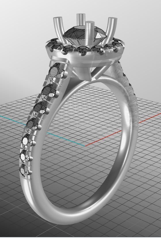 Engagement diamond halo ring  ready for print 3D print model_12