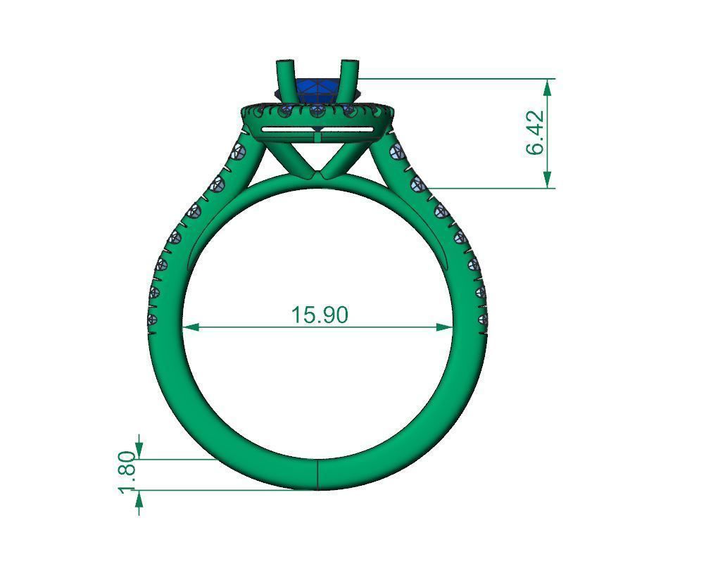 Engagement diamond halo ring  ready for print 3D print model_6