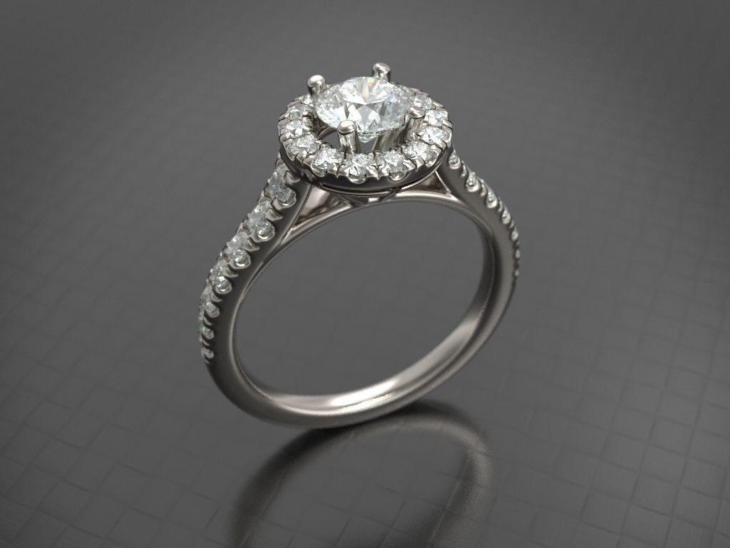 Engagement diamond halo ring  ready for print 3D print model_29