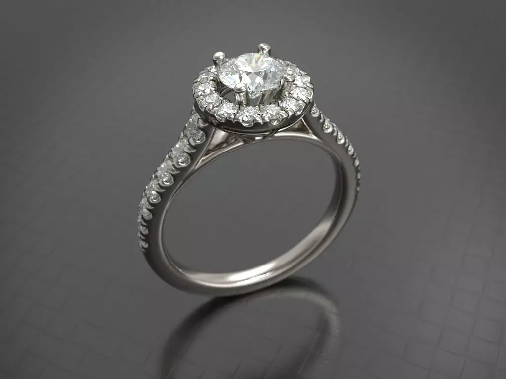 Engagement diamond halo ring  ready for print 3D print model_0