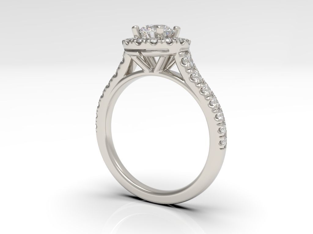 Engagement diamond halo ring  ready for print 3D print model_26
