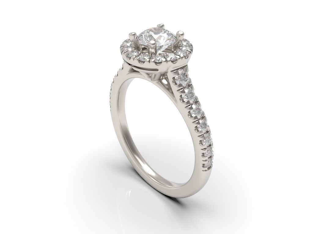Engagement diamond halo ring  ready for print 3D print model_23