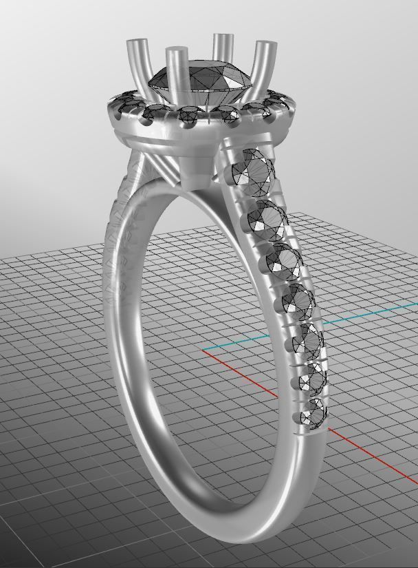 Engagement diamond halo ring  ready for print 3D print model_15