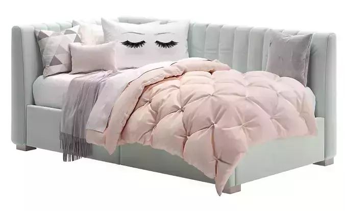 Avalon Upholstered Corner Storage Bed 3D model