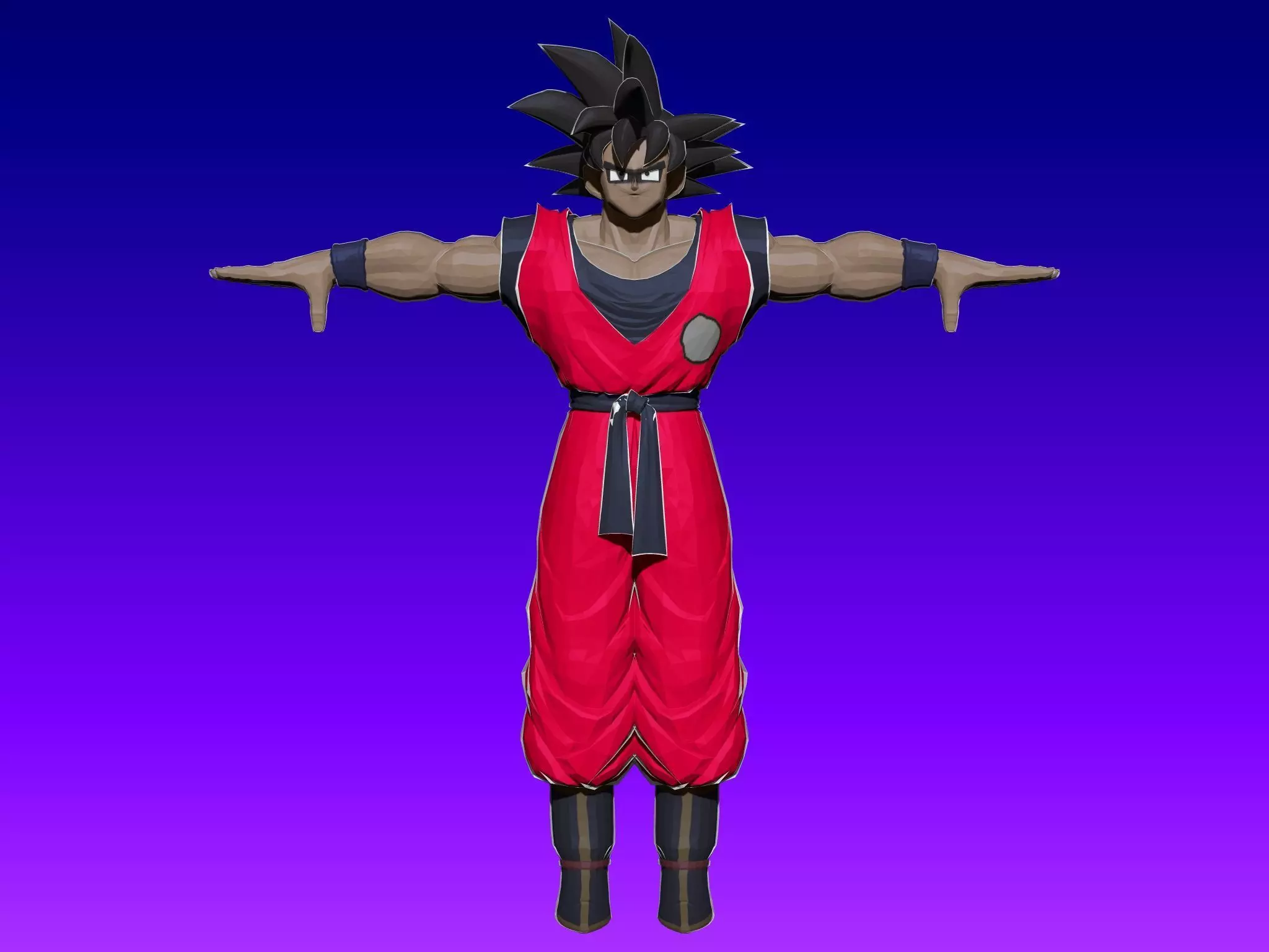 Goku Anime in Red Outfit Low-poly 3D model_0
