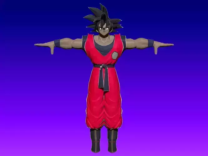 Goku Anime in Red Outfit Low-poly 3D model Goku Anime in Red Outfit Low-poly 3D model