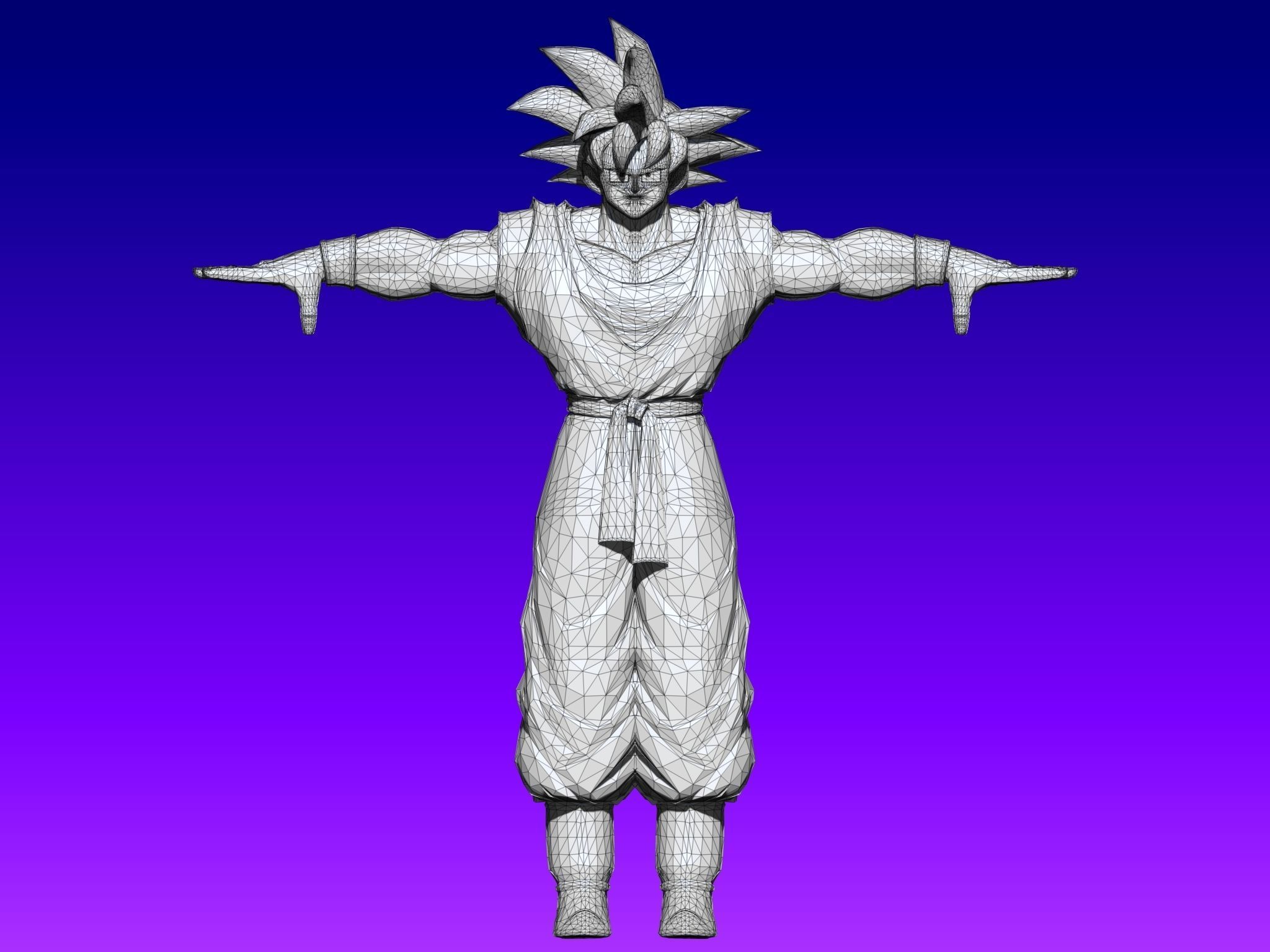 Goku Anime in Red Outfit Low-poly 3D model_7