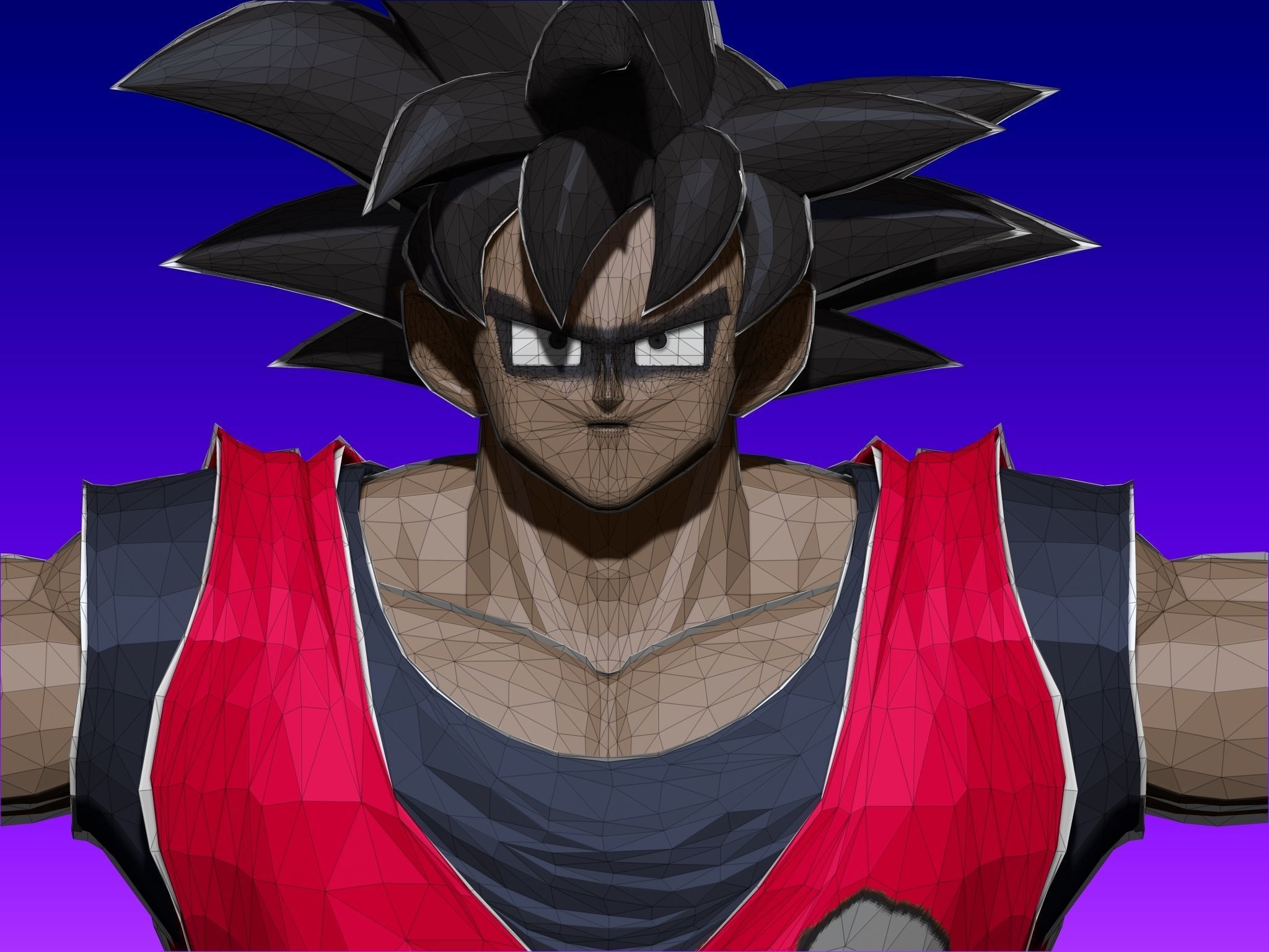 Goku Anime in Red Outfit Low-poly 3D model_6