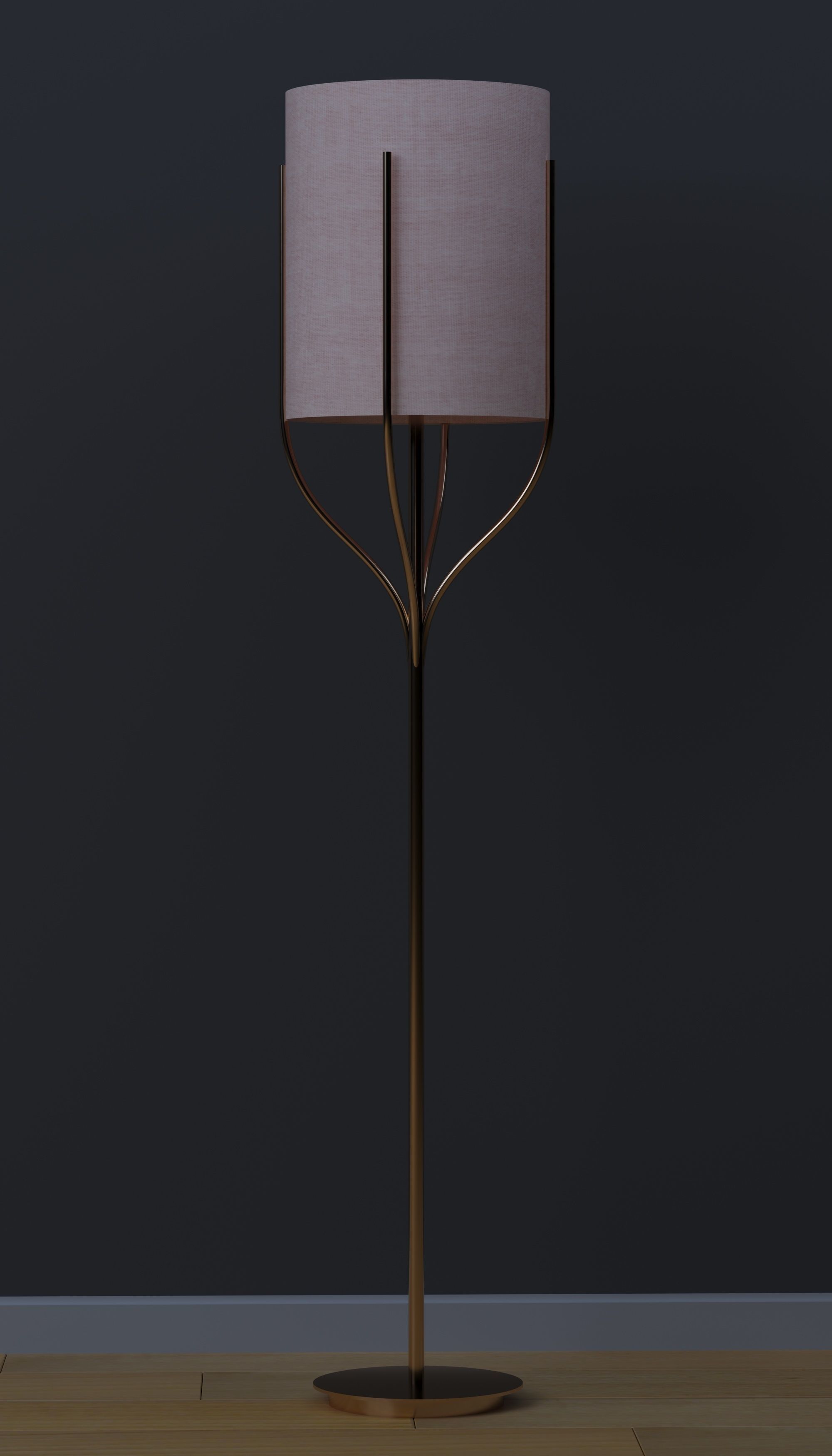 Lighting floor lamp with shade 3D model_1
