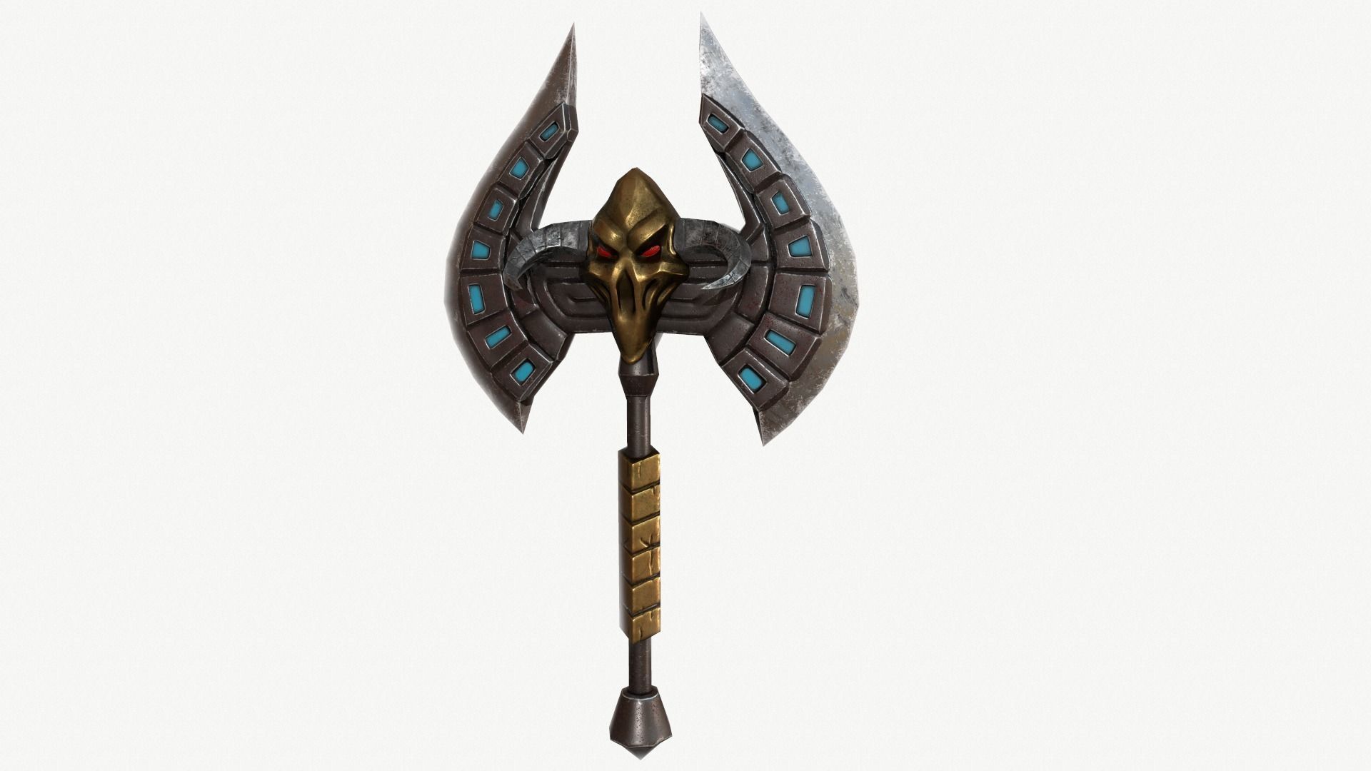 Stylized fantasy axe Low-poly 3D model_6