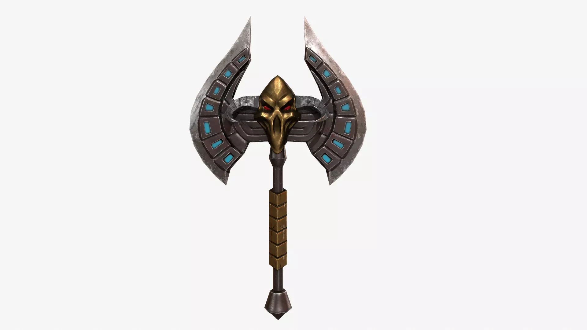 Stylized fantasy axe Low-poly 3D model_0