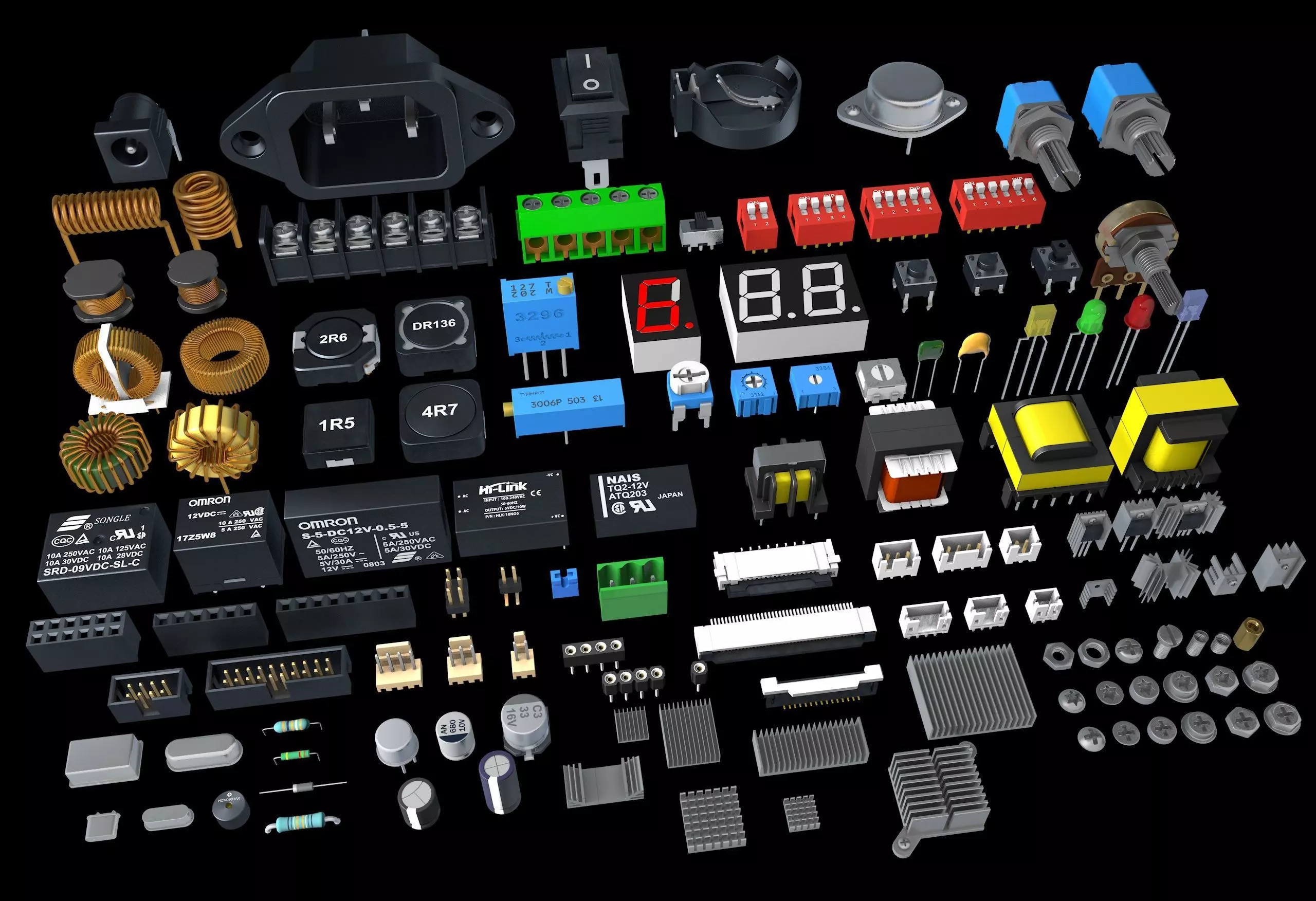 Electronic Components for circuit board 3D model